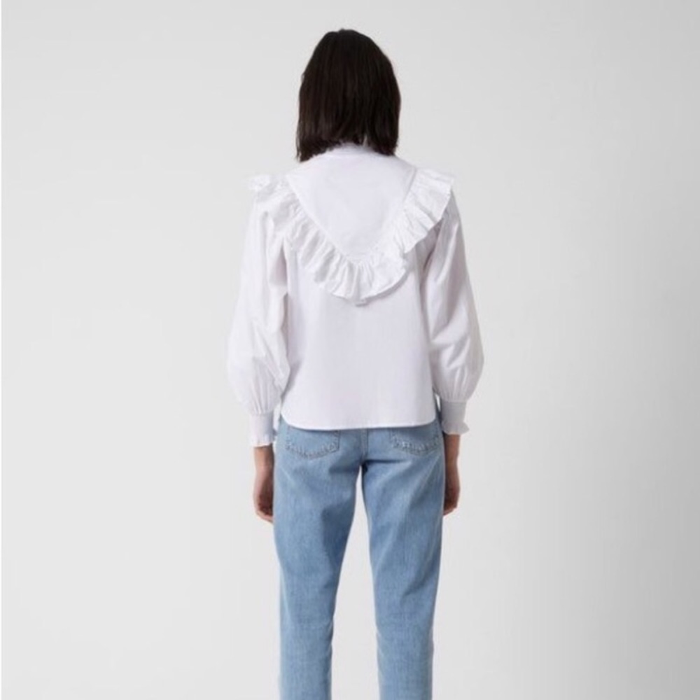 French Connection Organic Rhodes Poplin Smock Neck Top - Picture 2 of 4